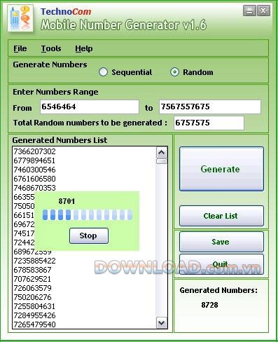 TechnoCom Mobile Number Generator