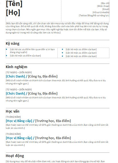 Hồ sơ cá nhân kiểu cân bằng