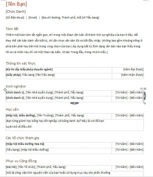Hồ sơ cá nhân và thư ứng tuyển (theo trình tự thời gian)