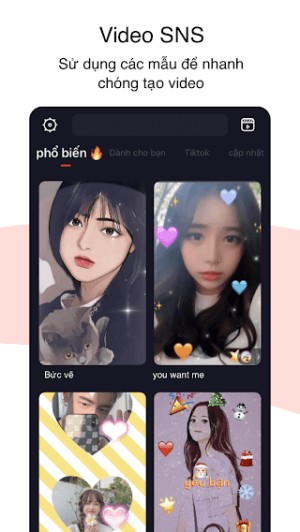 Các template giúp bạn tạo video nhanh chóng