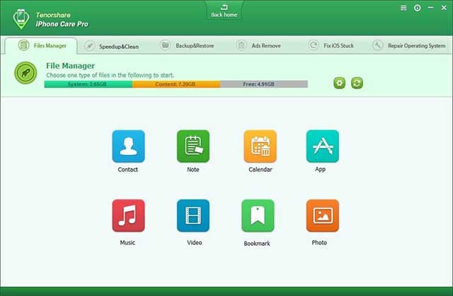 Quản lý linh hoạt Danh bạ, Ảnh, Video, Ứng dụng, Sách, Dấu trang,...