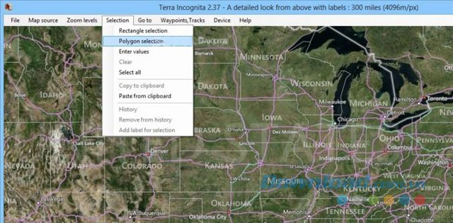 Chọn kiểu cắt khu vực bản đồ