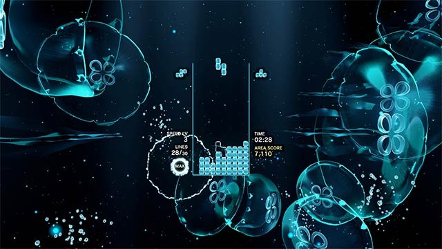 Mỗi lượt chơi Tetris Effect: Connected game đều được thay đổi hình nền, âm thanh và hiệu ứng