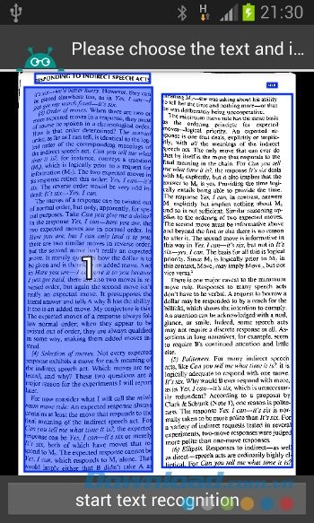 Lựa chọn đoạn văn bản muốn quét với Text Fairy