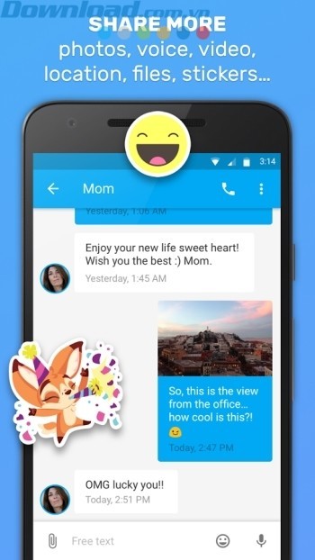 Chia sẻ video, hình ảnh, file, nhãn dán