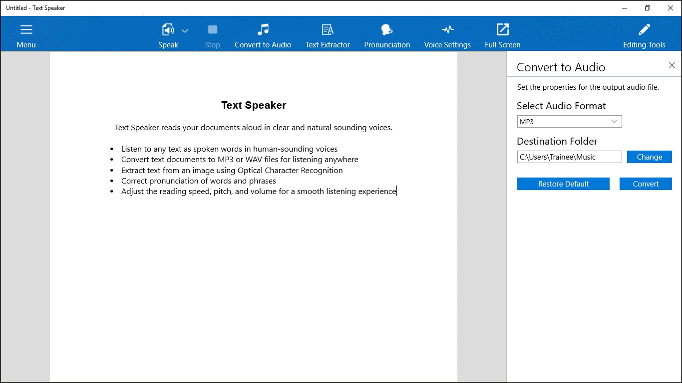 Chuyển định dạng văn bản sang âm thanh file MP3