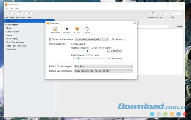 Tùy chỉnh các tính năng của ứng dụng TextExpander cho máy tính
