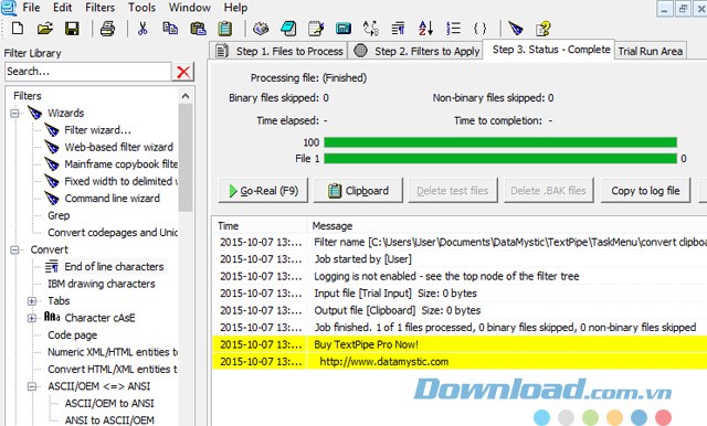 TextPipe Pro thực hiện chuyển đổi