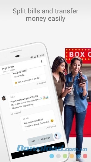 Tez cho Android hỗ trợ tách hóa đơn