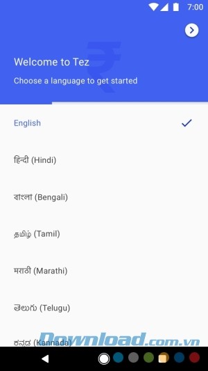 Bảng điều khiển của Tez cho Android