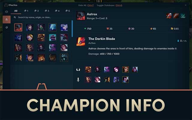 TFTactics bao gồm số liệu thống kê tướng đầy đủ cho mọi cấp độ