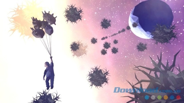 Hình ảnh bóng bay và các hành tinh mang hình dáng khối u trong game That Dragon, Cancer trên PC, Mac và Linux