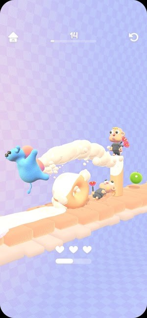 Phun sữa để vượt qua chướng ngại, tiêu diệt kẻ thù