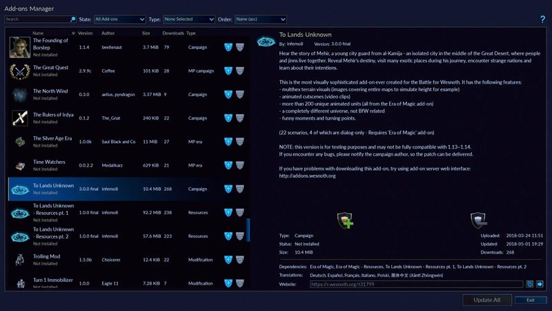 Thông tin trong game Battle for Wesnoth