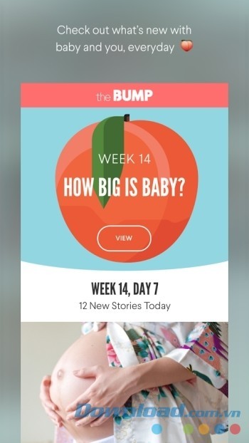 Minh họa sự phát triển của bé bằng trái cây