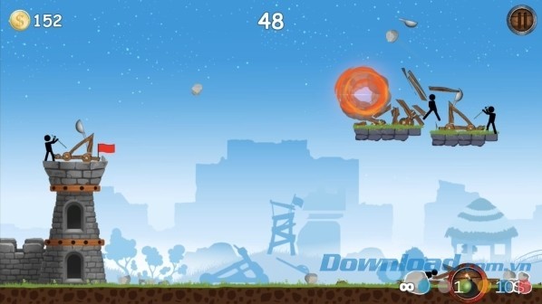 Gameplay của The Catapult cho Android tập trung vào việc phá hủy công trình địch