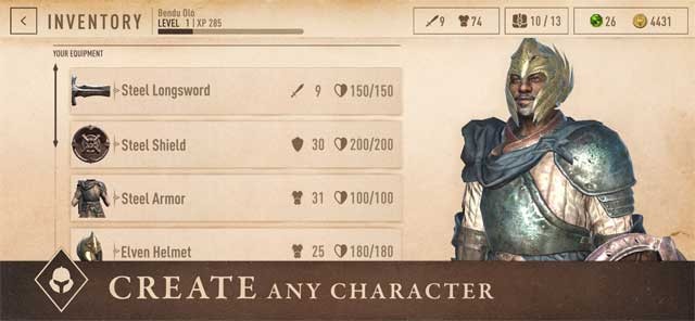 The Elder Scrolls: Legends cho phép người chơi tự do tùy chỉnh nhân vật của mình