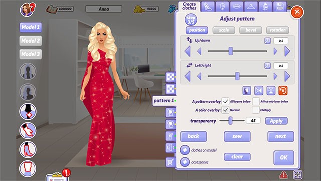 Tùy chỉnh các thông số bằng thanh trượt tiện lợi trong game The Great Couturier