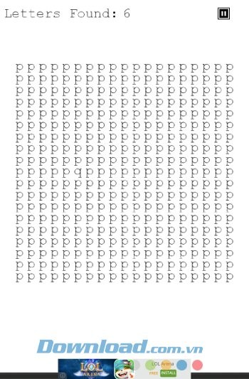 Giao diện màn chơi game The Impossible Letter Game