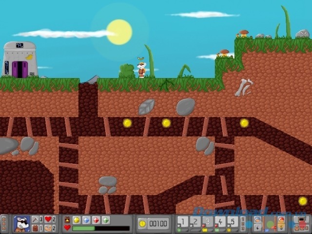 Điều khiển thợ đào mỏ khám phá lòng đất trong game phiêu lưu The Miners cho máy tính