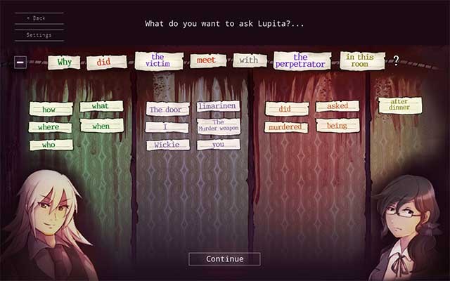 Tìm manh mối dưới dạng các từ giấy và đặt câu hỏi để thẩm vấn nghi phạm