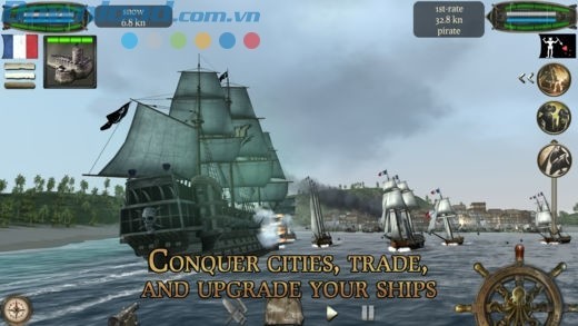 Chinh phục các thành phố, khu giao thương và nâng cấp tàu