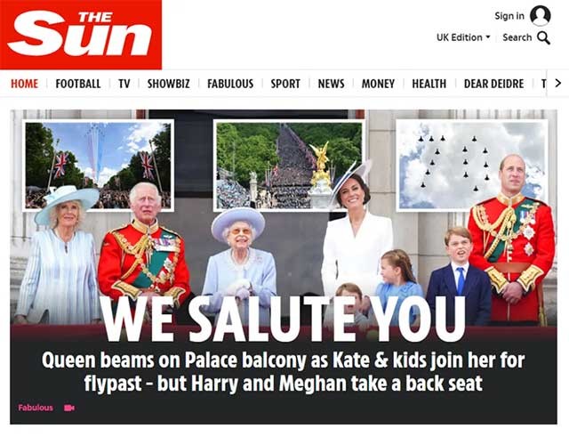 The Sun ưu tiên tin tức về người nổi tiếng, thể thao và các chủ đề gây sốc