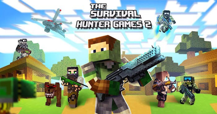 The Survival Hunter Games 2 là game bắn súng đồ họa hình khối giống Minecraft