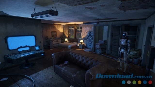 Điều khiển nhân vật rô bốt trong game phiêu lưu The Uncertain: Episode 1 - The Last Quiet Day cho máy tính