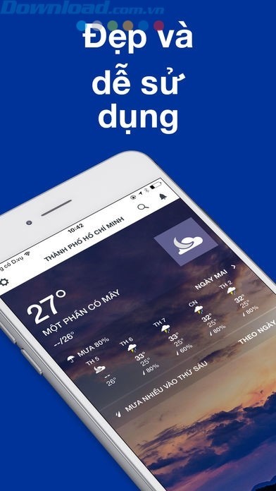 Phần mềm thời tiết đẹp, dễ sử dụng