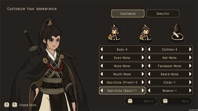 Tùy chỉnh ngoại hình và trang bị của nhân vật chính theo ý mình