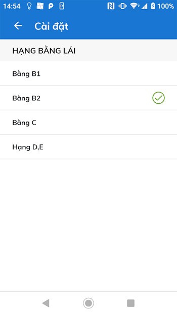 Chọn hạng bằng