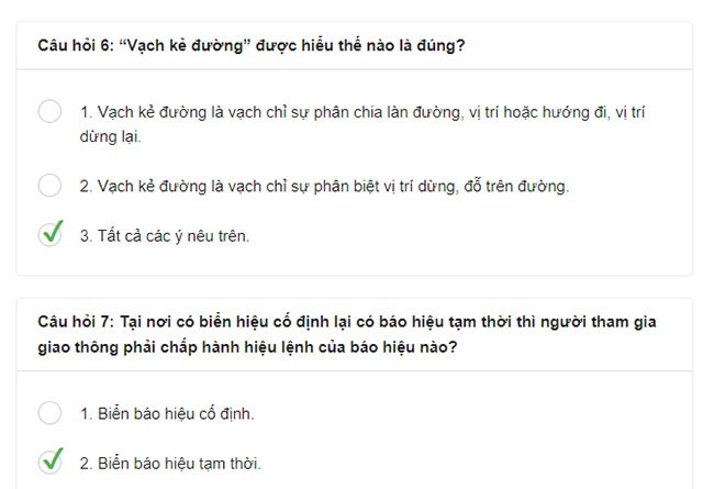 Câu hỏi thi thử bằng lái xe B2 trực tuyến