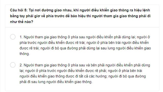 Thi thử bằng lái xe B2 trực tuyến