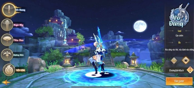 Giao diện chọn nhân vật game Thiên Kiếm