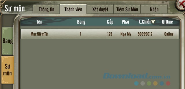 Sắp xếp thứ tự Sư môn