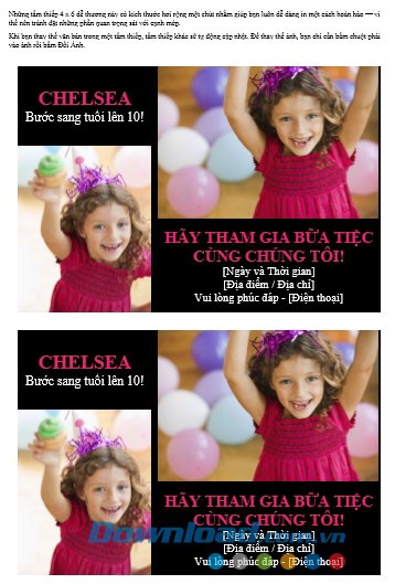 Thiệp mời sinh nhật