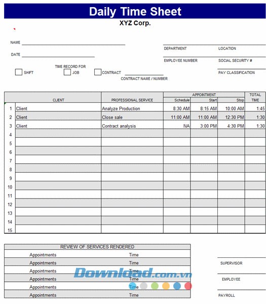 Thời gian biểu hàng ngày