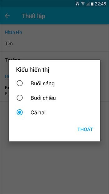 Chọn kiểu hiển thị thời khóa biểu