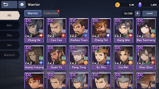 Vô số chiến binh Tam Quốc cho bạn lựa chọn