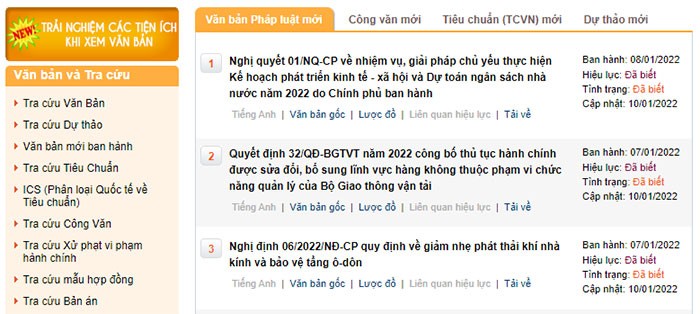 Văn bản pháp luật mới nhất trên Thư Viện Pháp Luật