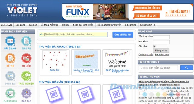 Thư viện trực tuyến Violet cung cấp rất nhiều giáo án, bài giảng điện tử.