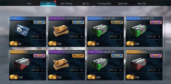 Mở tính năng Shop VIP