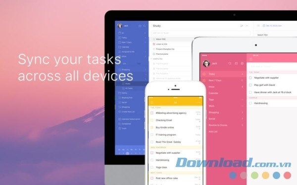 TickTick cho Mac có khả năng đồng bộ dữ liệu qua tất cả các thiết bị