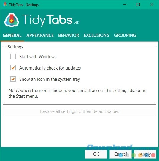 TidyTabs giúp bạn quản lý mọi hoạt động trên hệ thống dễ dàng hơn