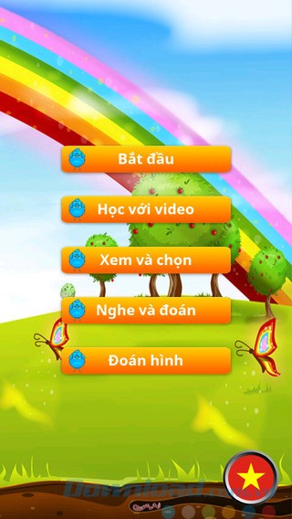 Giao diện chính của ứng dụng Tiếng Anh cho bé yêu