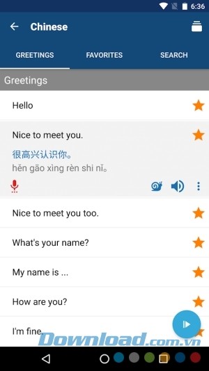 Học tiếng Trung for Android chứa nhiều tính năng hữu ích