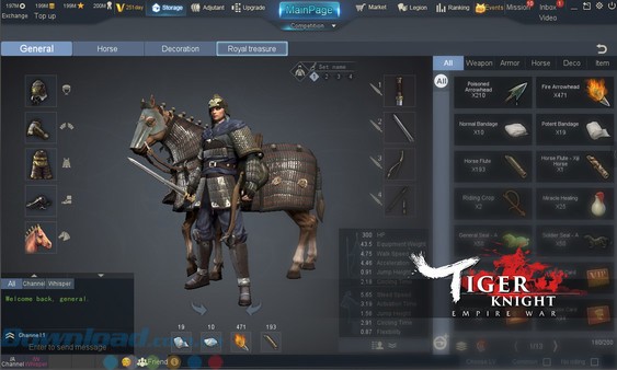 Trang bị trong game Tiger Knight: Empire War