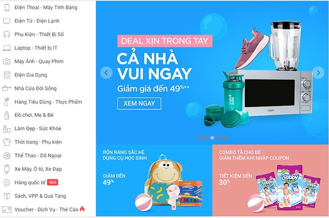 Trang web mua sắm online Tiki