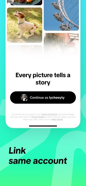 Liên kết cùng tài khoản TikTok